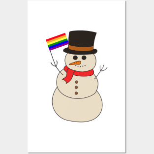 Gay pride Snowman. Merry Christmas celebration. Posters and Art